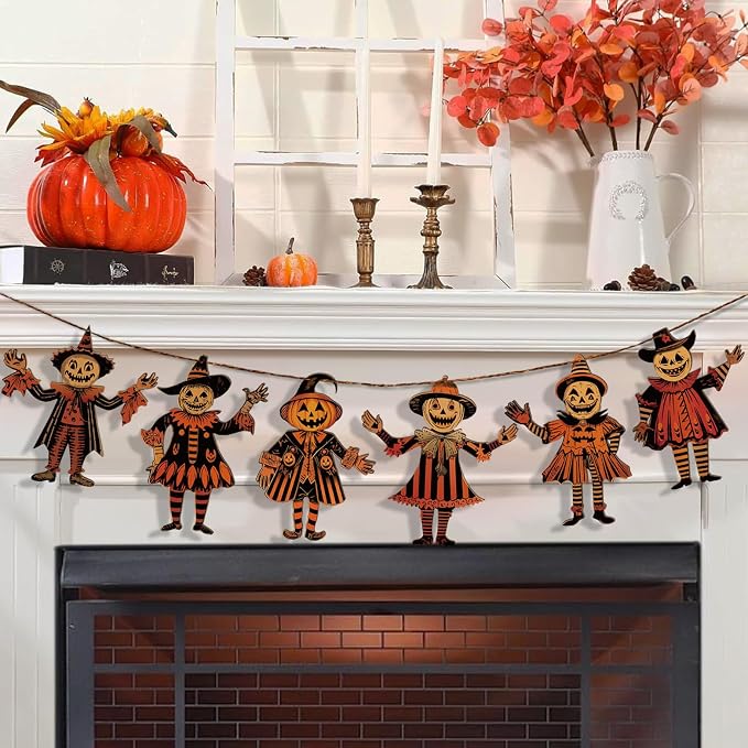 Halloween Vintage bunting wooden
