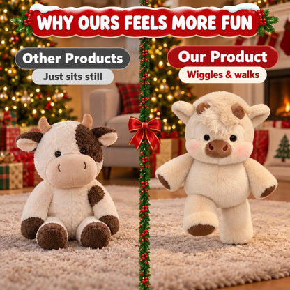 Christmas Running Cow Plush – Wiggles, Walks & Brings Holiday Cheer