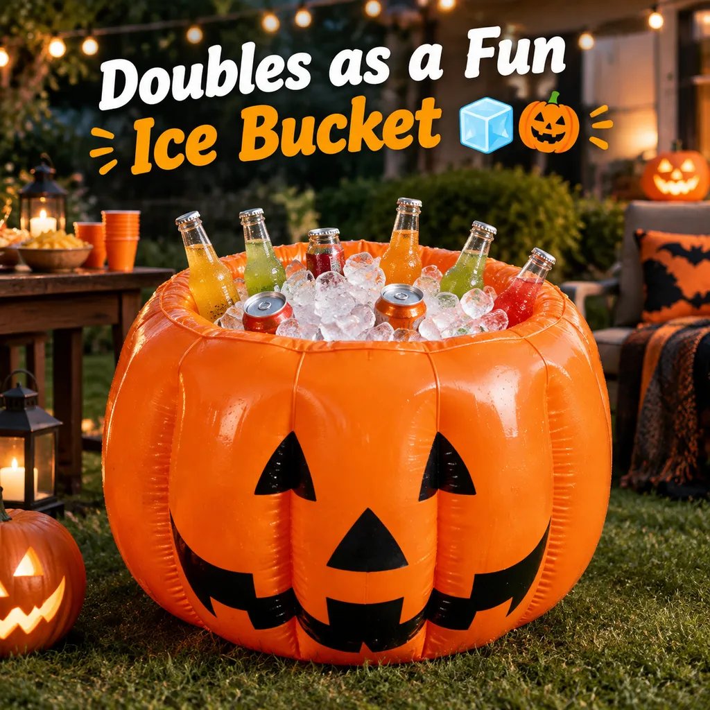 🎁🎃Inflatable Halloween Pumpkin Bucket – Candy Holder & Party Decor