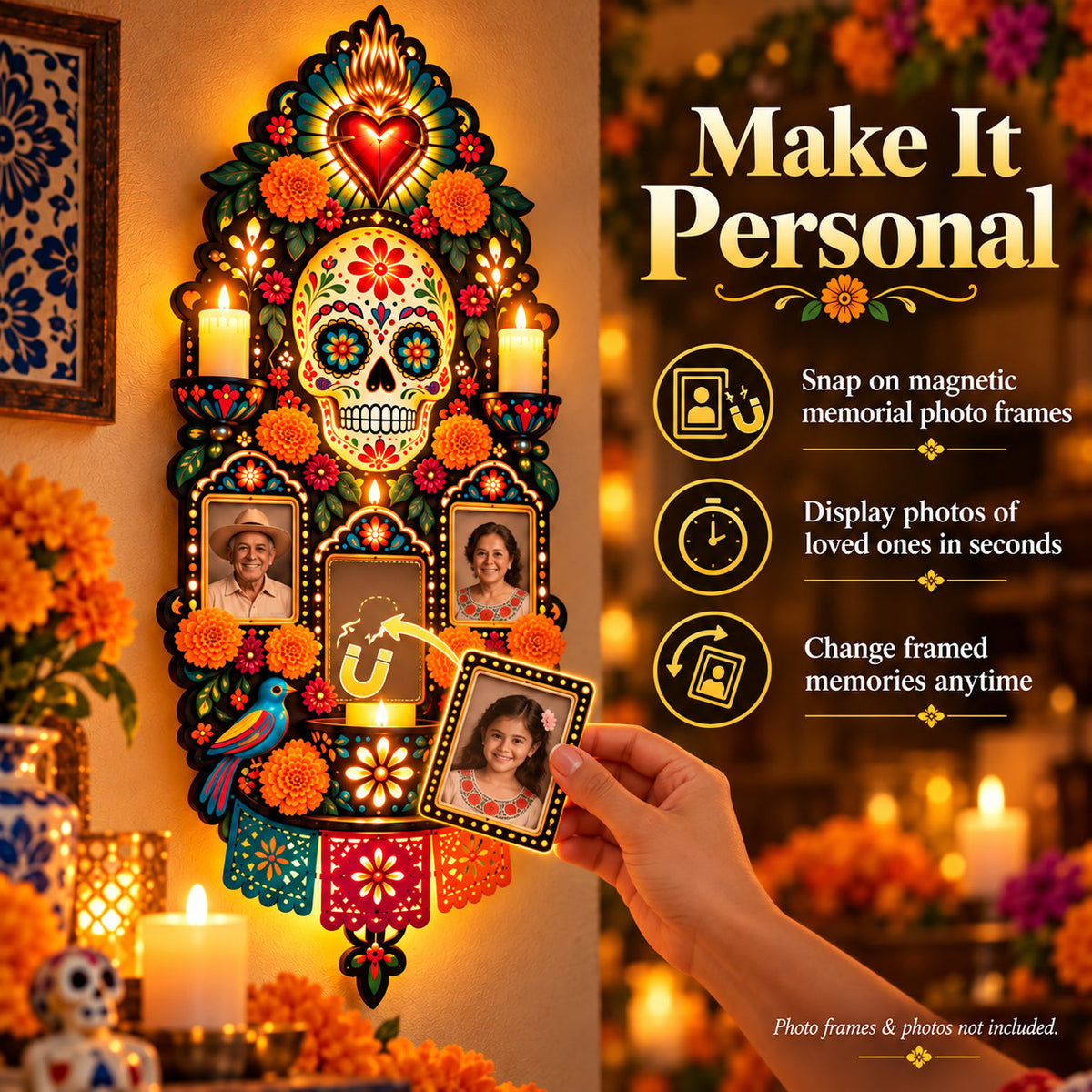 🕯️ Día de los Muertos Memorial Wall Light-❤️A Light for Those Who Live Forever in Our Hearts. ❤️