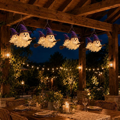 🔥 LAST DAY 49% OFF 🎃 Moonlight Mischief Lighted Ghost Broom Hanger