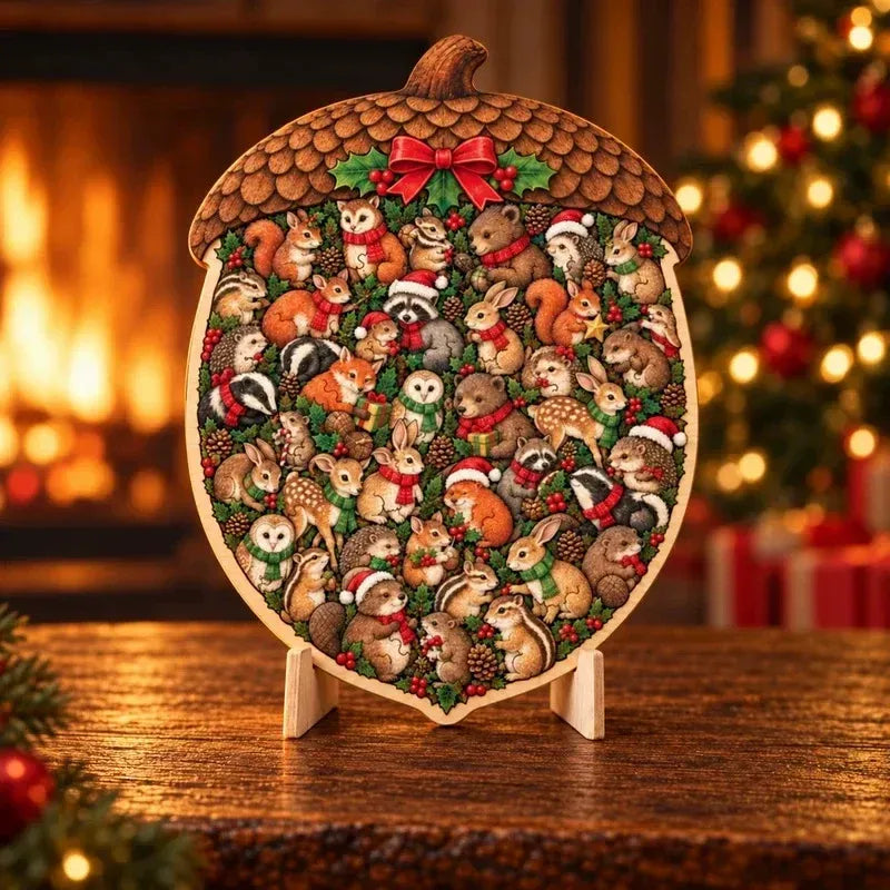 🎄🧩 Wooden Christmas Puzzle Set with Stand – 9 Festive Designs to Build & Display