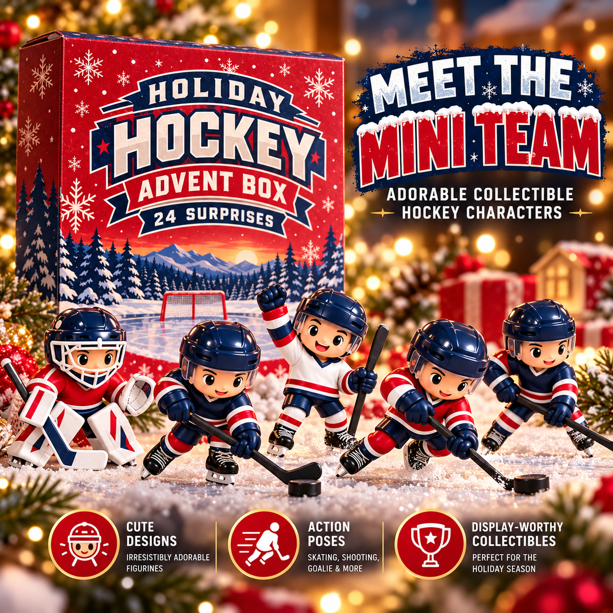 🎄 PuckJoy™ Hockey Advent Calendar – Christmas Ice Hockey Surprise Gift Box for Fans