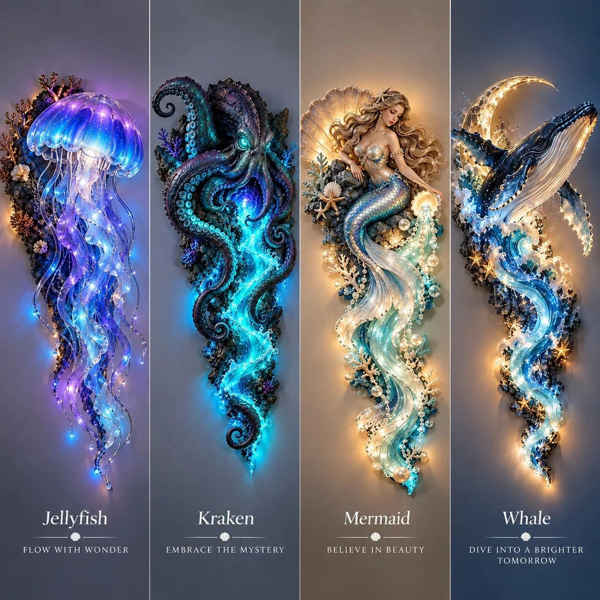 ⏰Limited 49% OFF - 🌊✨ Enchanted Ocean Legends™ Lighted Wall Décor Collection 🐋🧜‍♀️