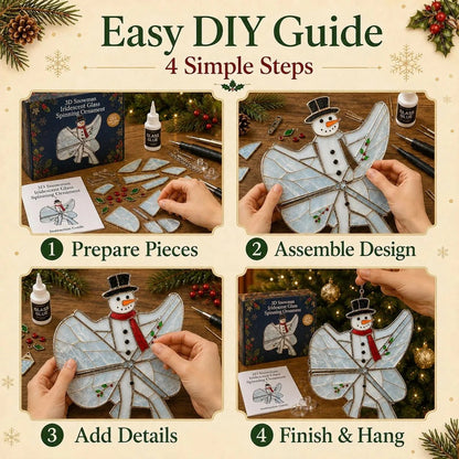 🎄Beginner-Friendly 3D Christmas Iridescent Suncatcher DIY Kit | Complete Kit with Glass-Style Panels, Metal Frames, Hanging Chain, Tools & Step-by-Step Guide Included 💕