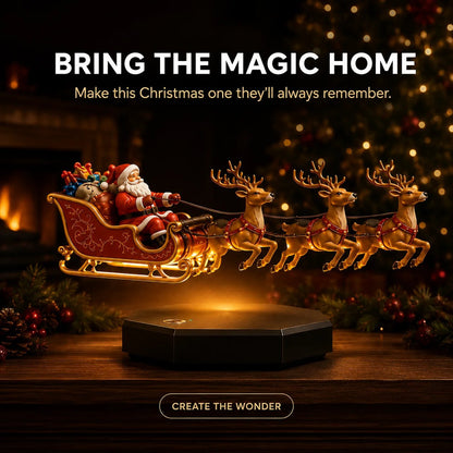 🎅 Floating Santa Sleigh with 4 Reindeer – Magnetic Levitation Christmas Display 💗Buy Two Free Shipping