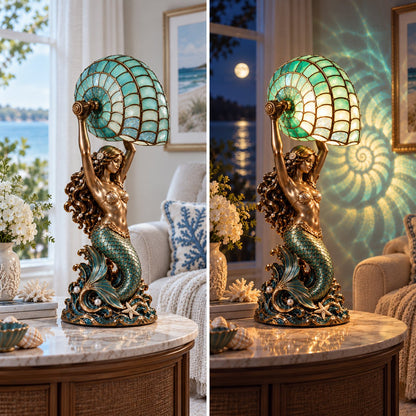 🧜‍♀️ Moon-Tide Mermaid Nautilus Lamp