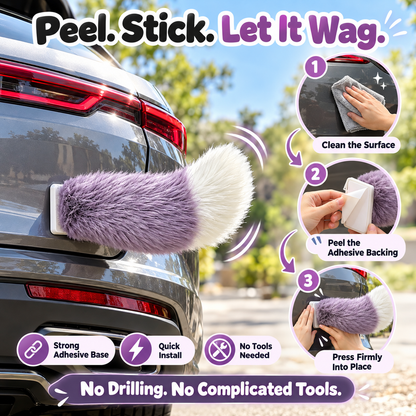 🐾 Remote Control Moving Car Tail – USB Rechargeable Fluffy Vehicle Decoration