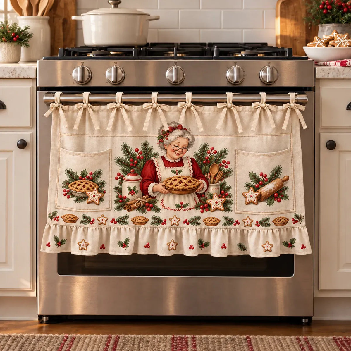 Mrs Claus Bakery Christmas kitchen skirt