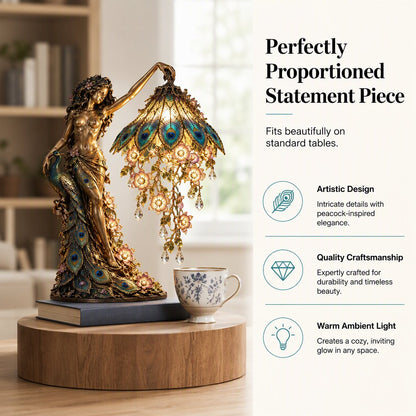 🦚 Peacock Goddess Table Lamp