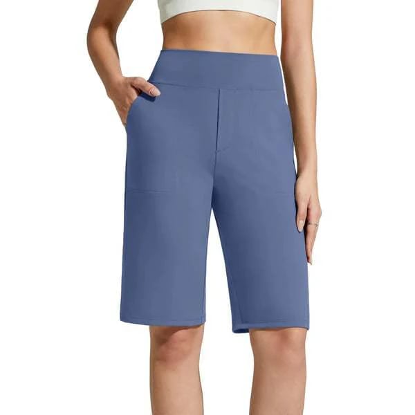 🩳 ✨ Women's Stretch Walking Shorts – 4-Way Stretch, High-Rise, Knee-Length 🚶‍♀️