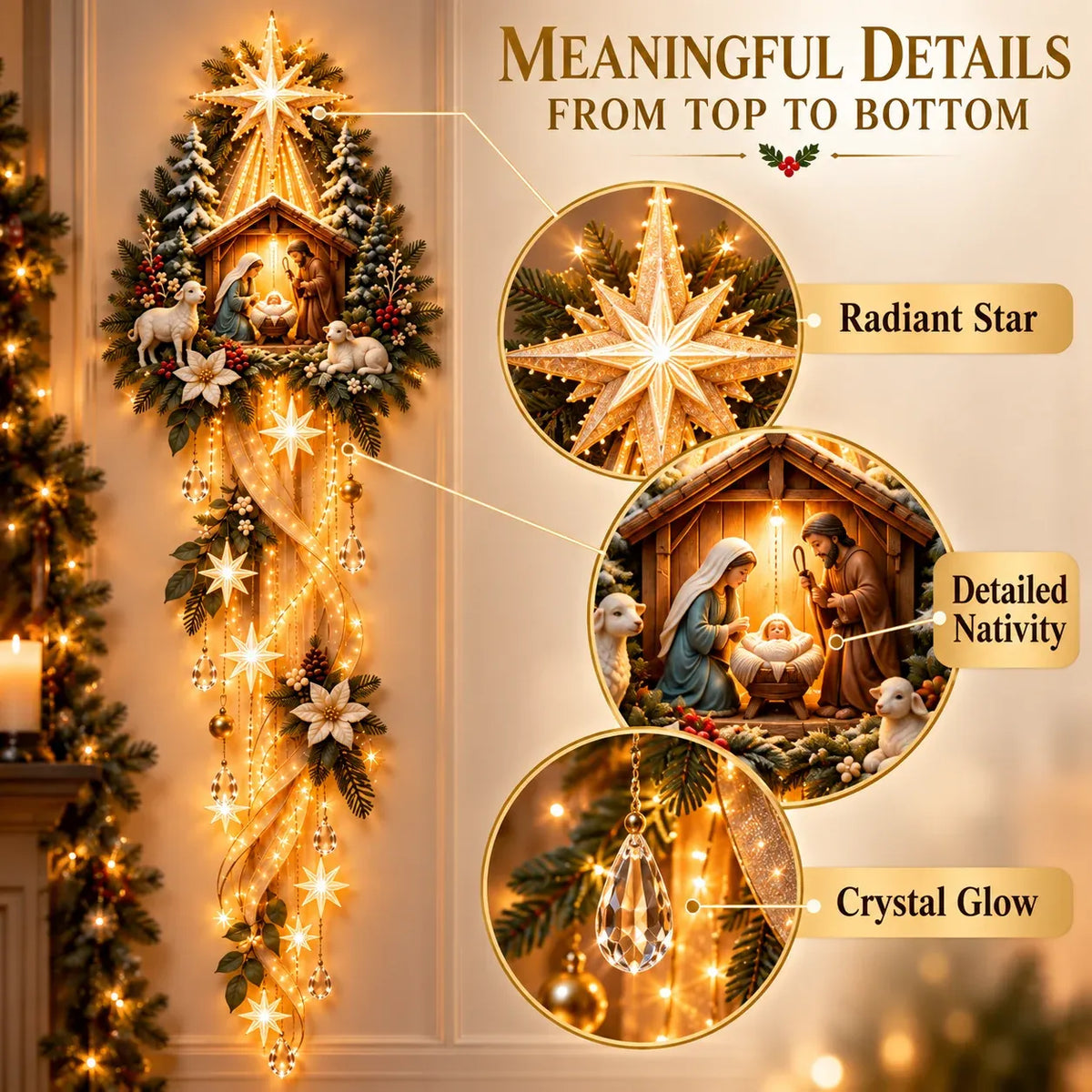 ✝️ Nativity Starfall Wall Light | Warm Golden Bethlehem Glow for Christmas Walls & Faith-Filled Homes ⭐
