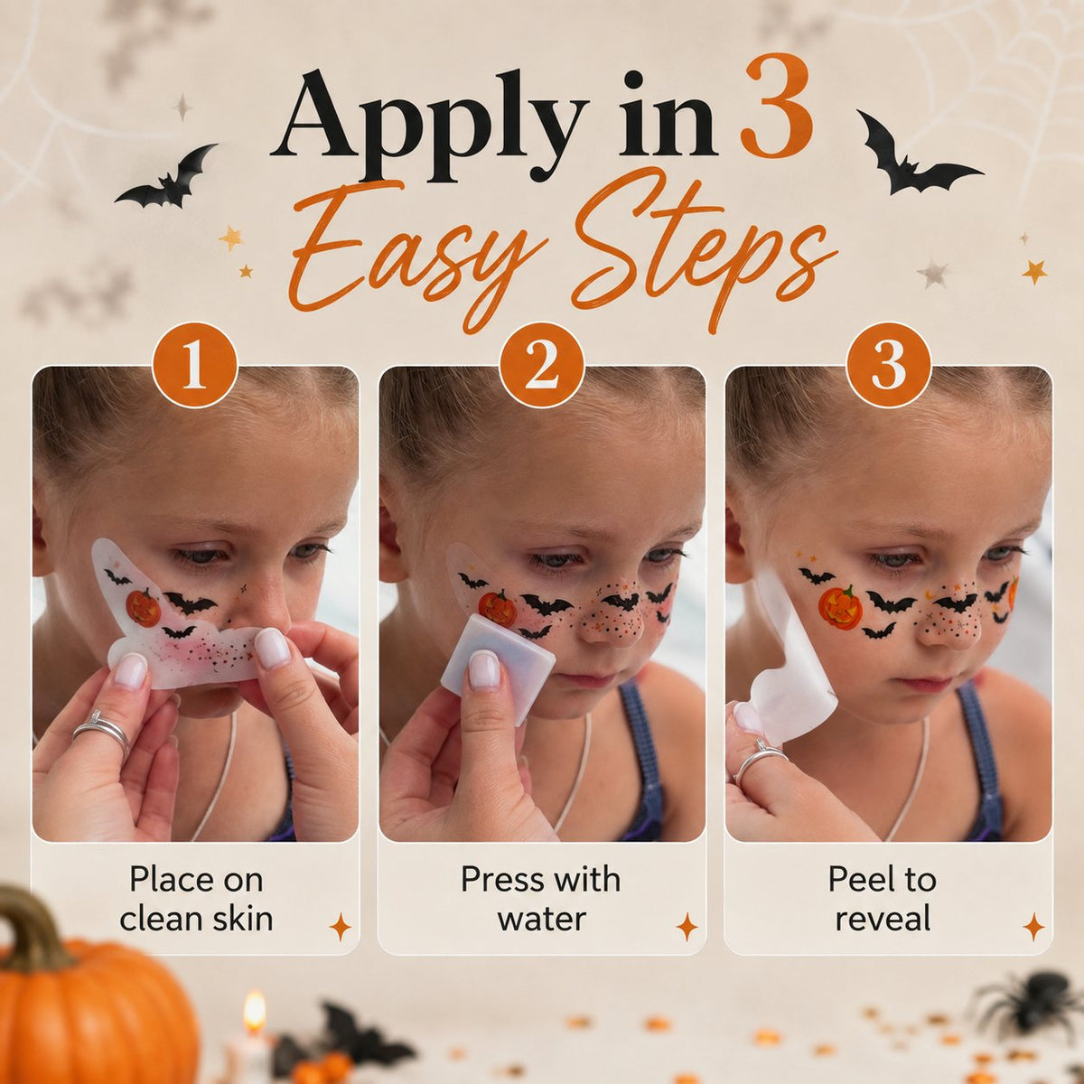 🎃 Halloween Freckle Face Tattoos – 6 Spooky-Cute Designs