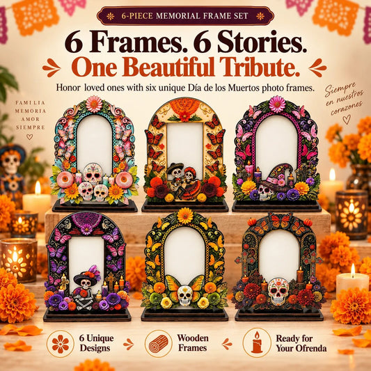 Last Day 49% OFF🌼💀 DAY OF THE DEAD DECOR | 6 Wooden Memorial Photo Frames