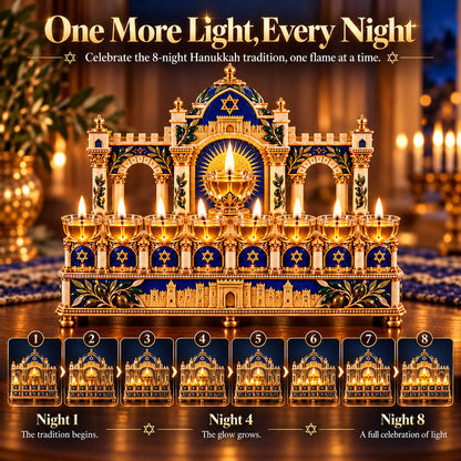 🕎 8-Night Hanukkah Oil Lamp Centerpiece – Traditional Menorah-Inspired Holiday Decor