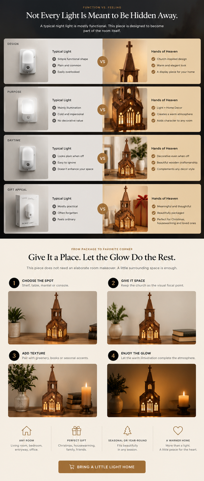 ✝️ Hands of Heaven Wooden Church Lamp | Jesus Wall Projection