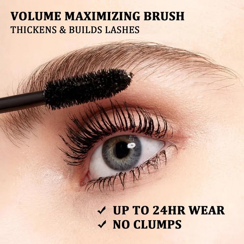 7D Waterproof Mascara - 24H Long Lasting Volume & Curl, Smudge-Proof Lift for Natural False Lash Look