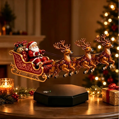 🎅 Floating Santa Sleigh with 4 Reindeer – Magnetic Levitation Christmas Display 💗Buy Two Free Shipping