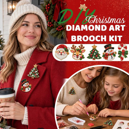 🎄Beginner-Friendly Christmas Diamond Painting Brooch DIY Kit | 6 Festive Designs with Sparkling Gems & Pin Backs 💎