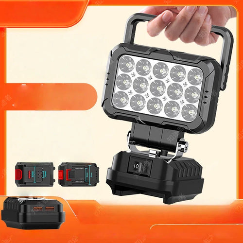 ⏳LIMITED TIME: 50% OFF!💡180° Rotatable LED Work Light – With Dual USB Power Bank Function – Rugged & Cordless – Universal Battery Compatibility – For Garage, Construction & Camping