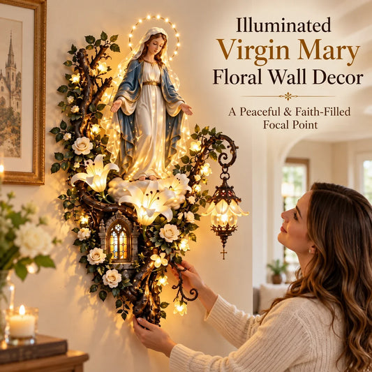 ✨Illuminated Virgin Mary Floral Wall Decor