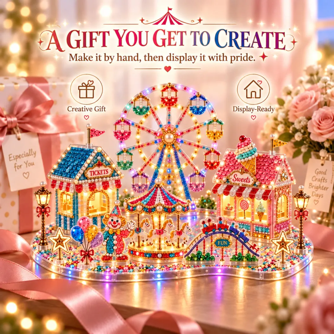 🎡 3D Carnival DIY Crystal Art Kit – Build Your Own Mini Amusement Park