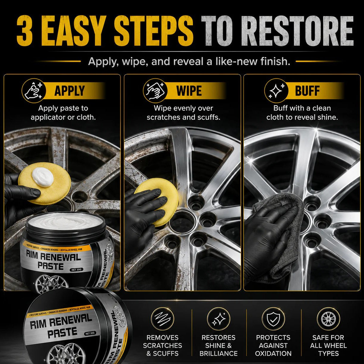 🥳2026 HOT SALE🥳💞50K+ SOLD!✨All‑in‑One Wheel Restoration Paste