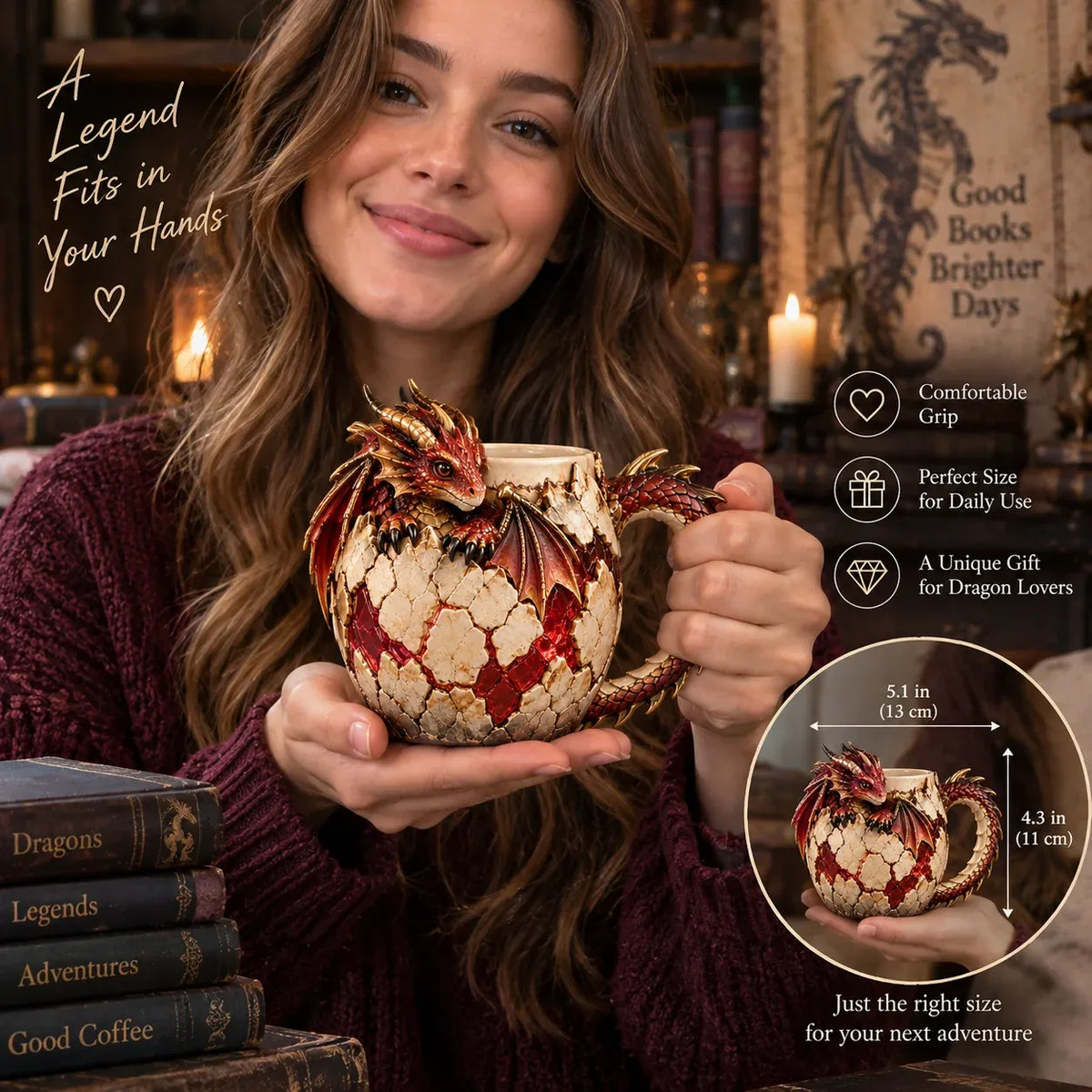 🐉✨ Dragonbound Realms™ 3D Dragon Mug Collection – 6 Fantasy Designs with Sculpted Dragon Details ☕