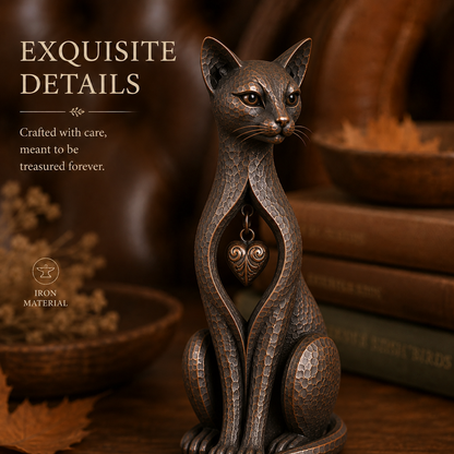🐱 ❤️Last Day 49% OFF – Heritage Heart Cat Sculpture™ | Vintage Metal Keepsake for Cat Lovers