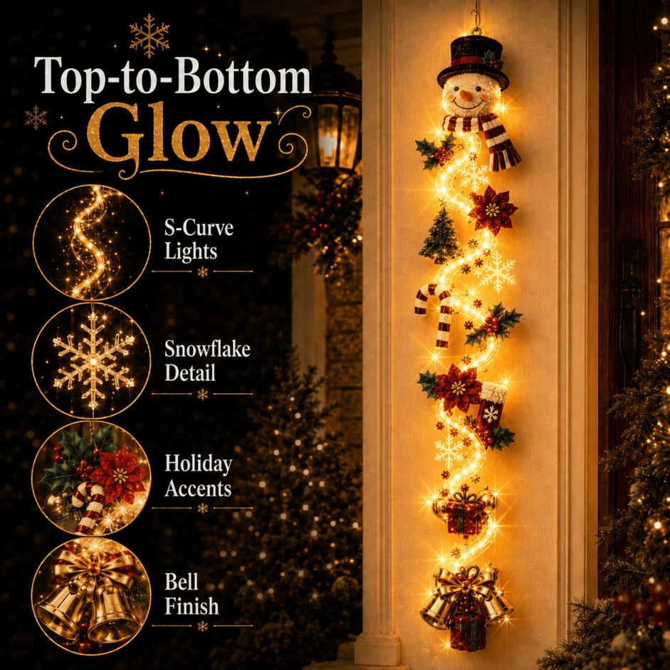 🎄Light‑Up Glowing Christmas Door Hanger ✨ Festive Home Decor