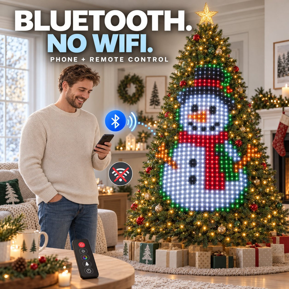 🎅 Smart Pixel Christmas Tree Lights – Custom Animations, Text & Timer | No WiFi Needed🎄