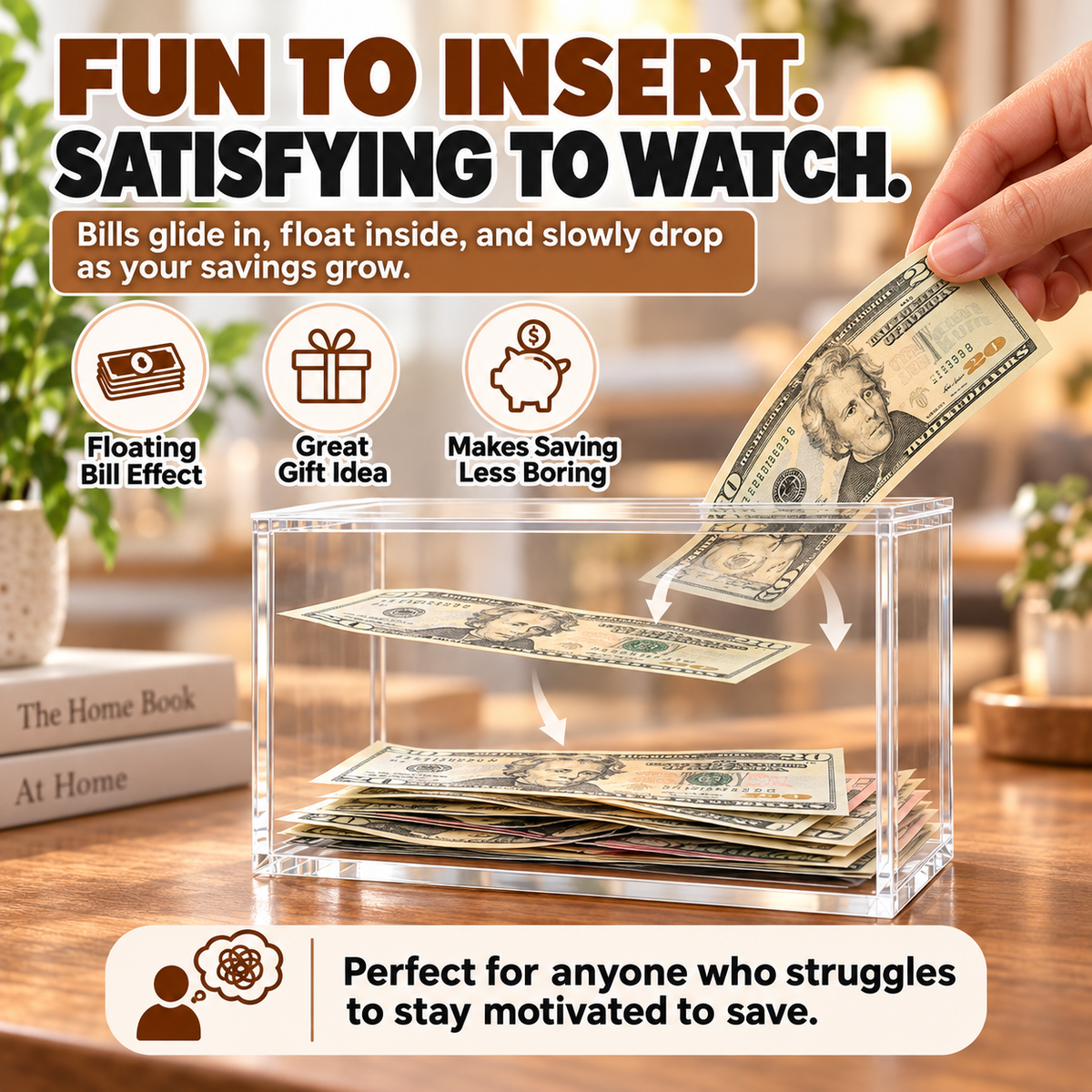 💵 Floating Money Box – Turn Every Bill Into a Satisfying Saving Moment ✨