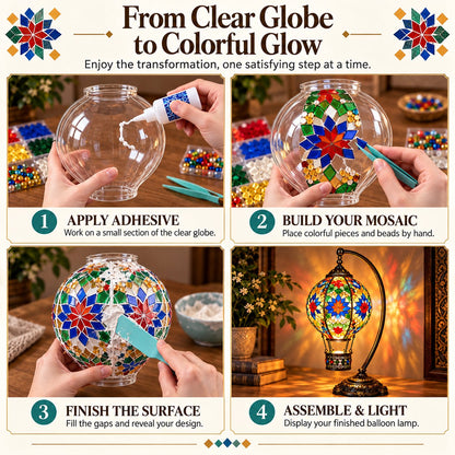 ⏳ Last Day 49% OFF – 🎨 Beginner-Friendly Turkish Mosaic Hot Air Balloon Lamp DIY Kit | Complete Kit with Mosaic Pieces, Tools & USB Light Included ✨