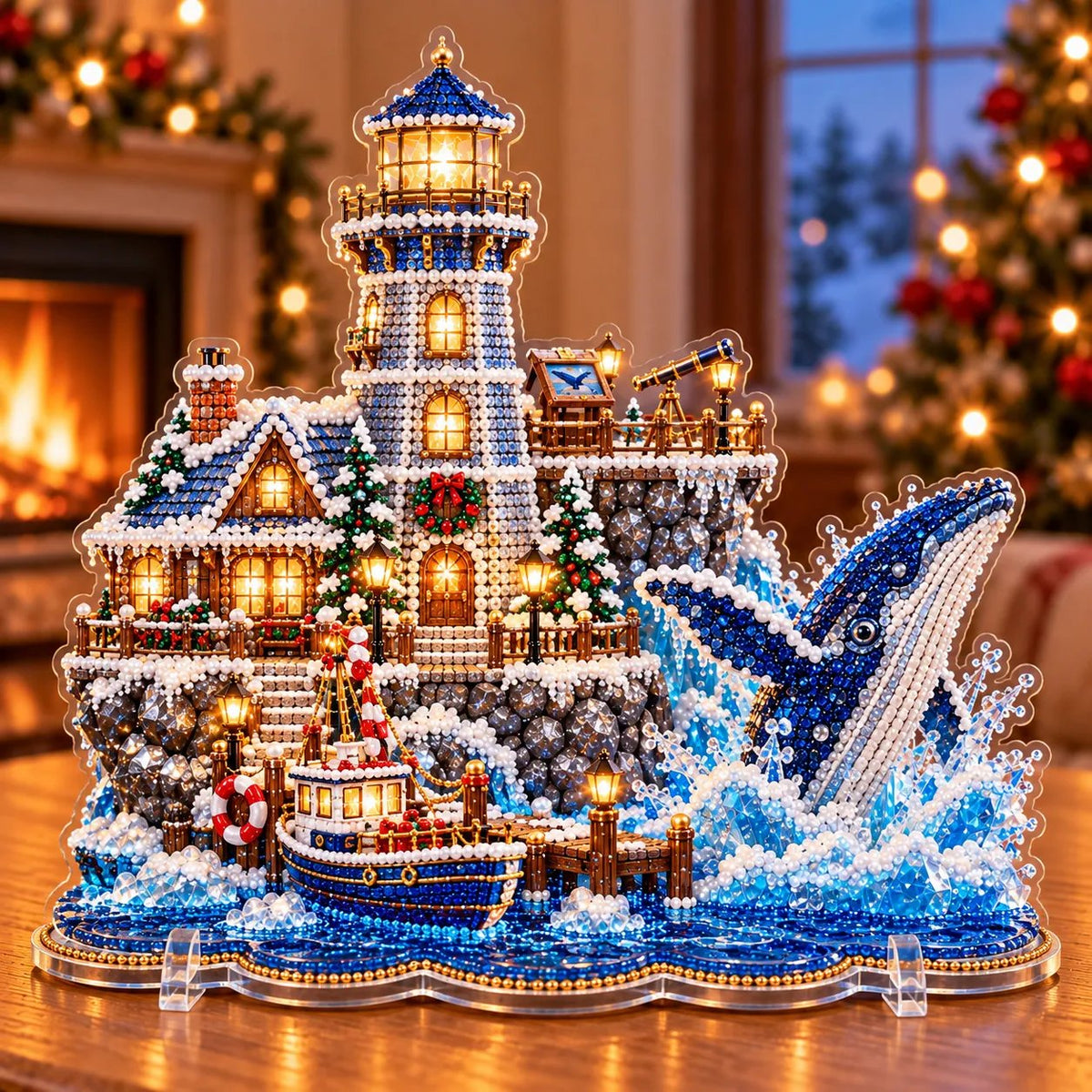 🎄 LAST DAY 49% OFF – Premium 2D Pearl Christmas Lighthouse Diamond Painting Art Kit | Luxury Flocked Canvas with Scratch-Resistant Non-Fading Pearl Beads DIY Holiday Decor 🎅⛄️❄️