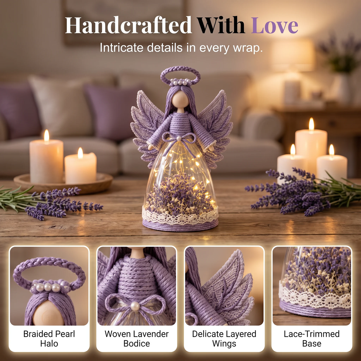 🌸 Lighted Floral Angel Figurine – Warm LED Guardian Angel Decor & Meaningful Gift
