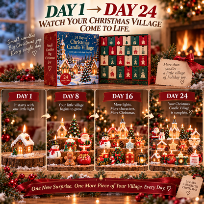 🎁 HOLIDAY KICKOFF SALE — 50% OFF 24 Days of Christmas Candle Village — Unbox, Collect & Light Your Village