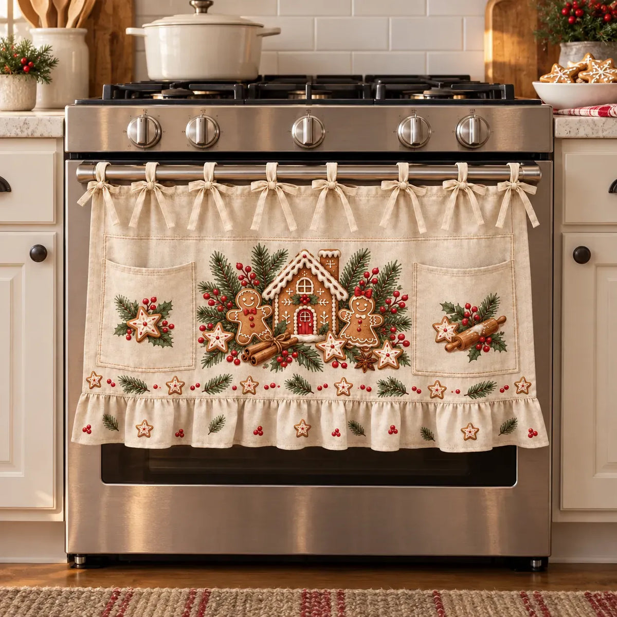 Gingerbread Baking Day kitchen skirt