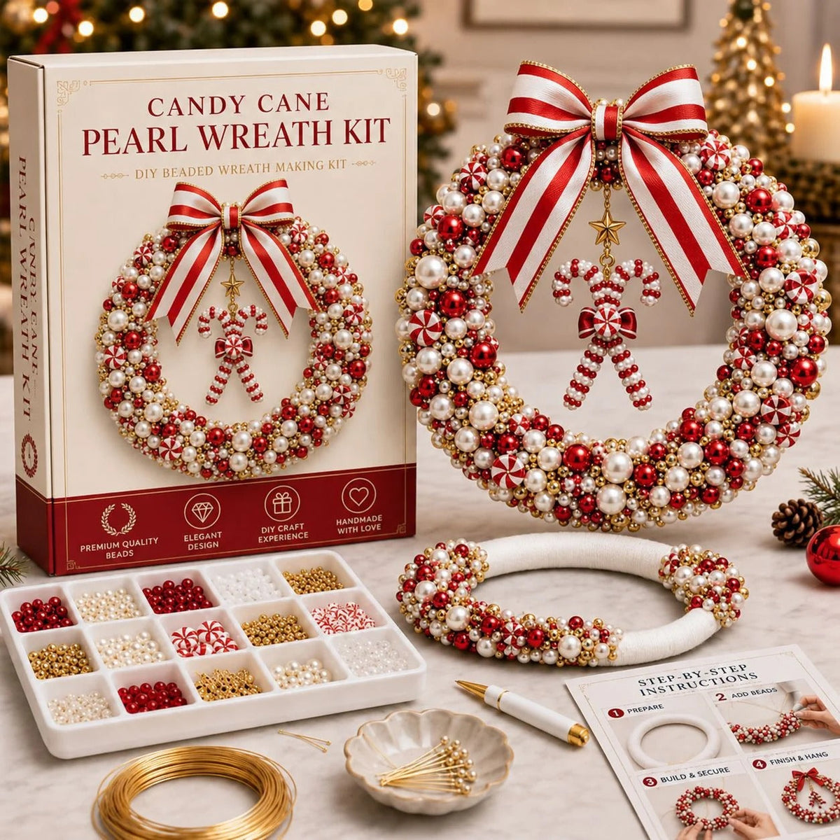 🎄✨ DIY Christmas Wreath Pearl Art Kit🎁