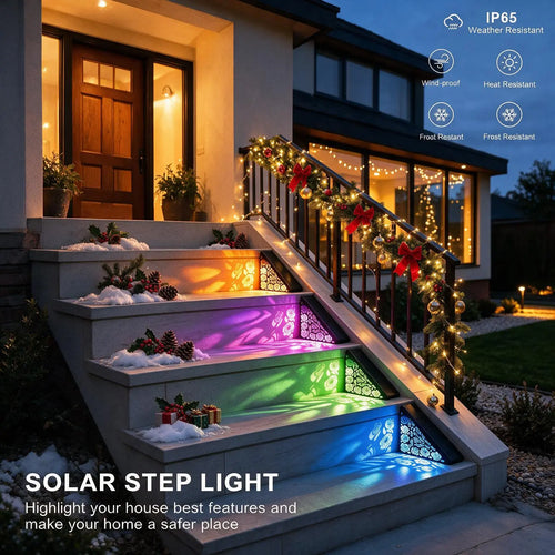 🔥 Buy 1 Get 1 Free 🔥 Solar Step Lights Outdoor — IP65 Waterproof LED Lights, Suitable for Decks, Stairs, Porches, Garden Paths, and Patio Steps