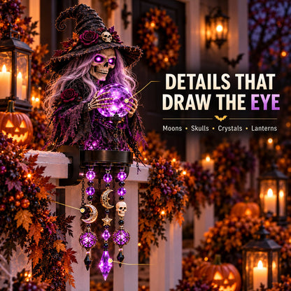 📍🎃 Halloween Character Glow Cascade Railing Lights – Pumpkin, Witch, Ghost & Black Cat