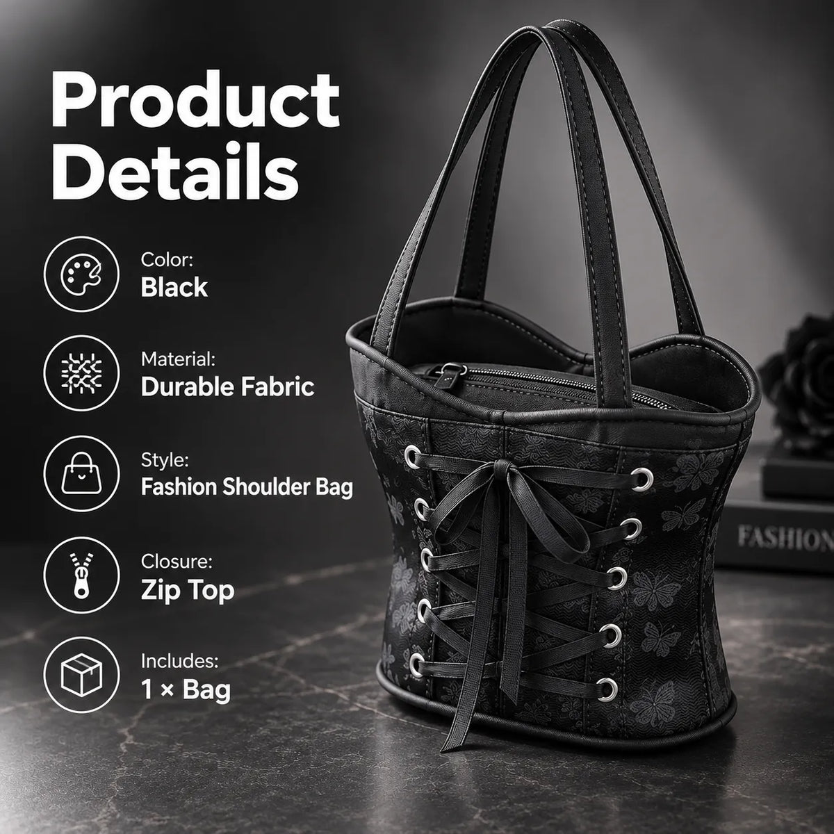 🖤👜 Corset-Style Handbag — Bold Lace-Up Design with a Chic Gothic Edge!
