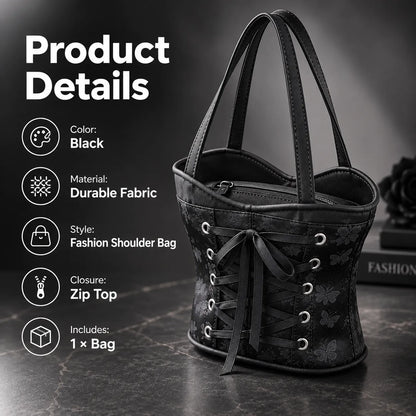 🖤👜 Corset-Style Handbag — Bold Lace-Up Design with a Chic Gothic Edge!