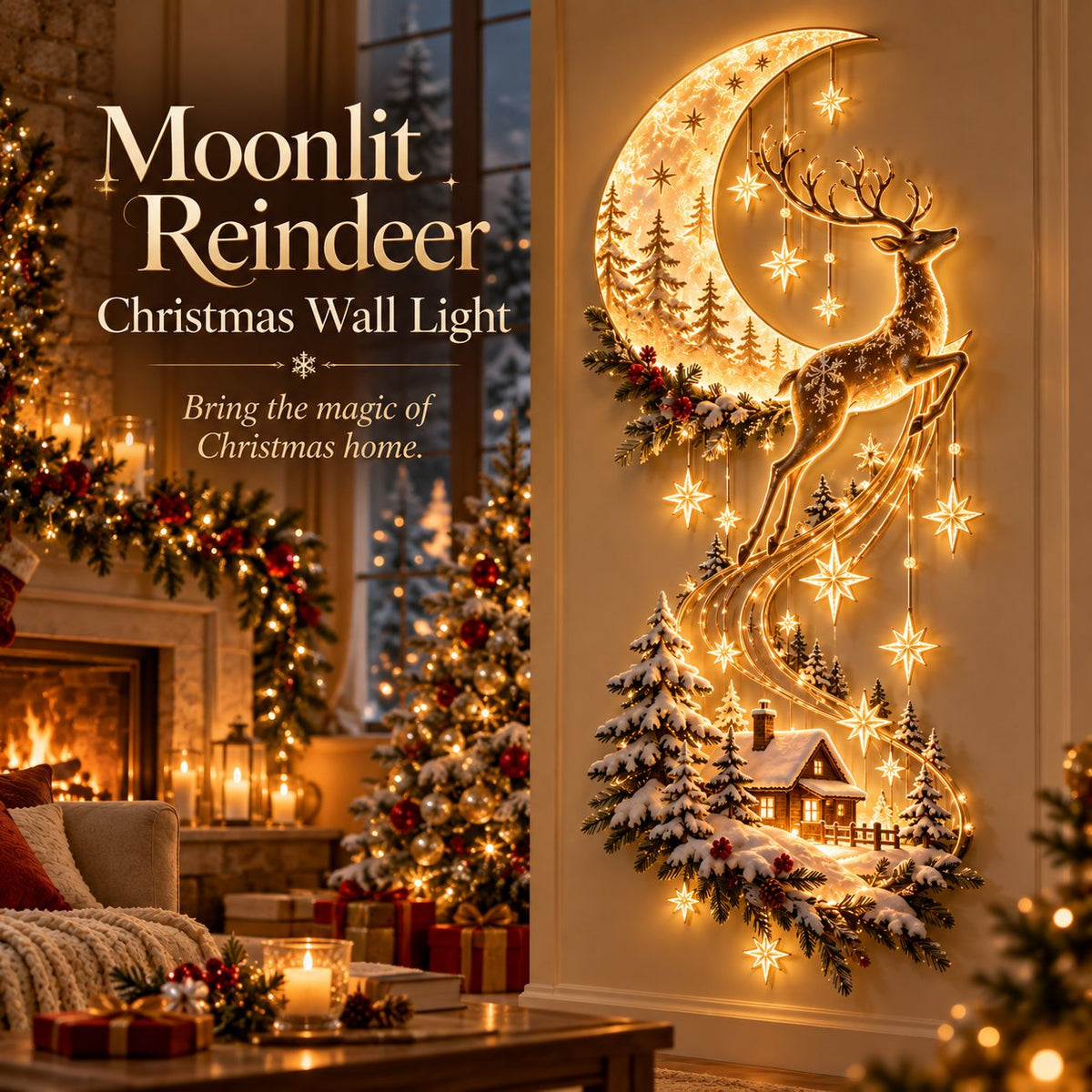✨Reindeer Under the Starry Sky™ – Cozy Christmas Cabin