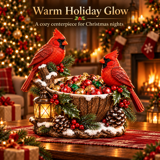 🐦Last Day 49% OFF❤️ Cardinal Christmas Treat Bowl™ – Lighted Holiday Candy Bowl & Tabletop Decor