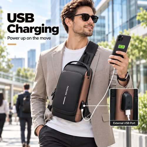 🔒 Anti-Theft Smart Sling Bag with Combination Lock & USB Charging
