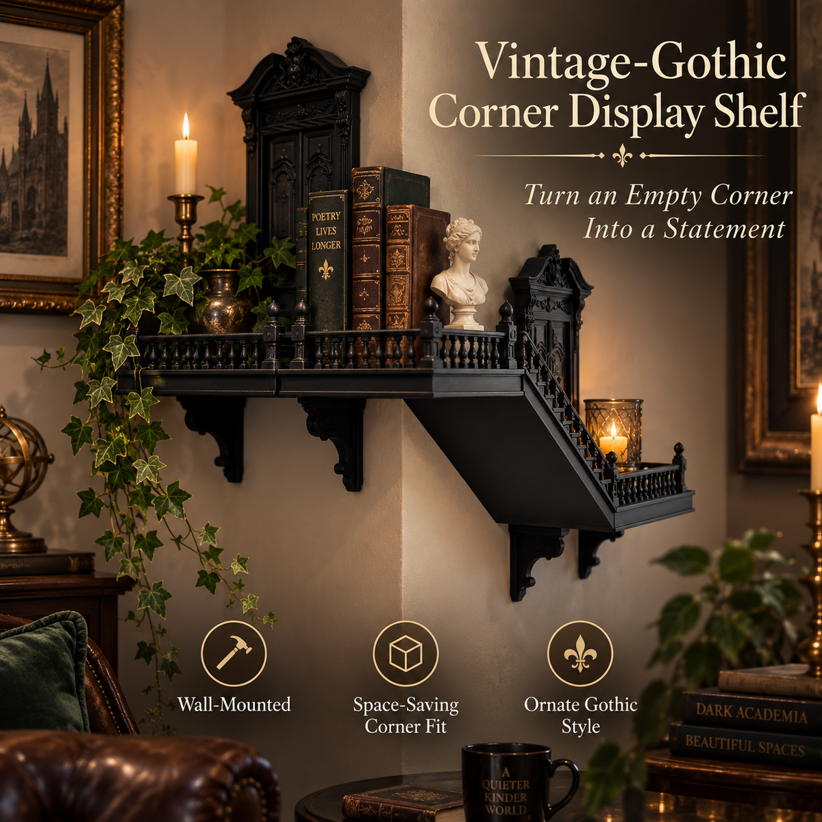 🔥Last Day 49% OFF🖤 Gothic Miniature Architecture Wall Shelf 🖤