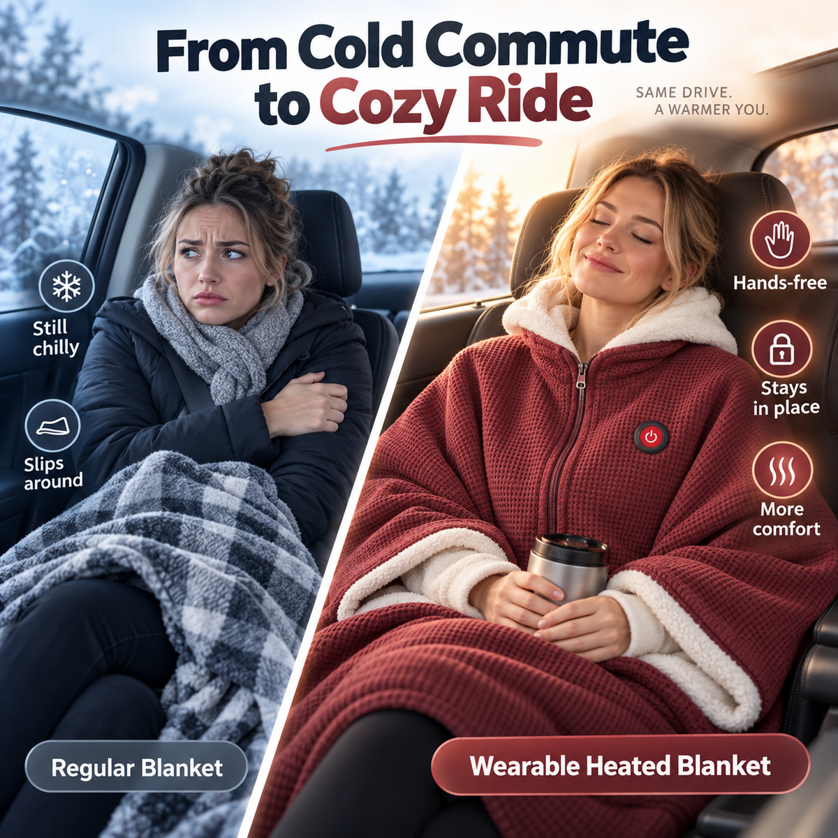 🔥 Wearable Heated Blanket – Cozy Hands-Free Warmth