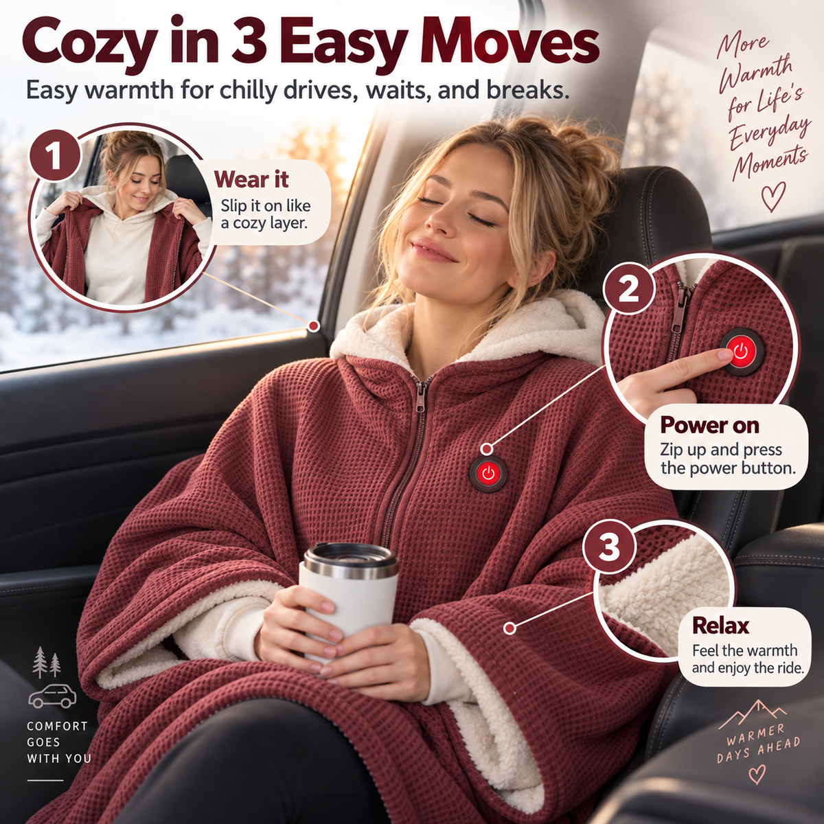 🔥 Wearable Heated Blanket – Cozy Hands-Free Warmth