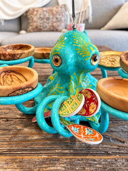 🐙 Octopus Snack Server with 6 Bowls – Sculptural Centerpiece