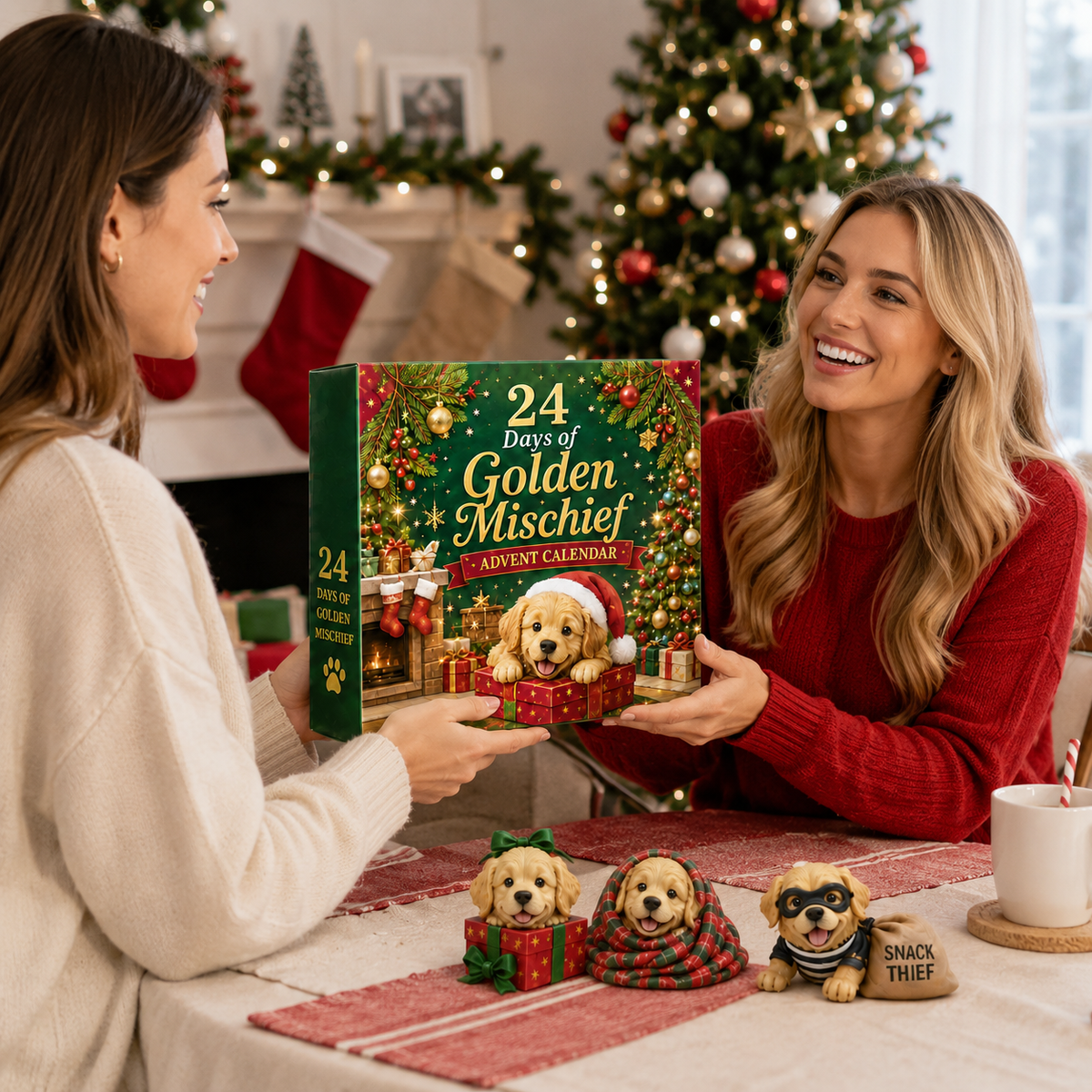 ⏰ 50% Off Sale 🎄 24 Days of Golden Mischief Advent Calendar – 24 Unique Golden Retriever Collectibles